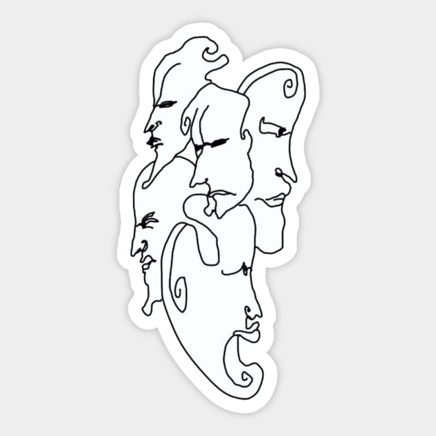 Dance of Faces Minimalist Art Sticker by NibsonMother